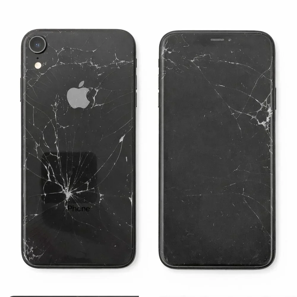 iPhone XR 64GB Black Cracked Screen/Back LCD Issue Untested For Parts/Repair